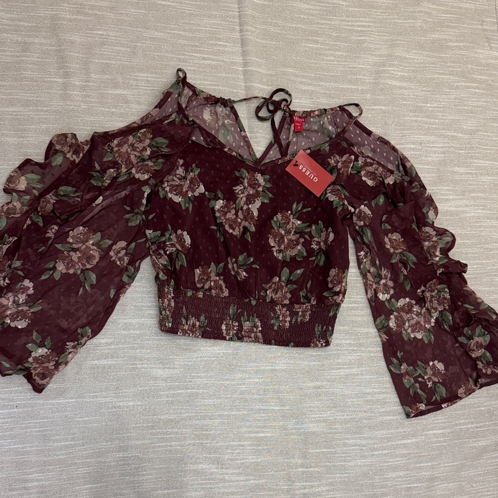 Guess Burgundy Floral Blouse